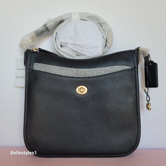 COACH Chaise Pebbled Leather Crossbody Bag- Black color $238. - Picture 4 of 16